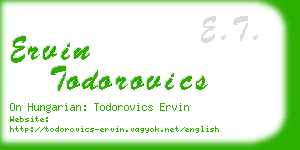 ervin todorovics business card